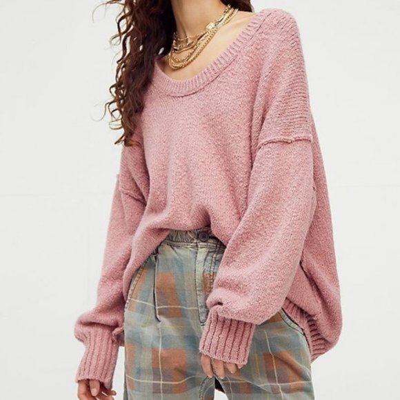 NEW Free People Brookside Tunic Sweater Pink $128 - Picture 8 of 11